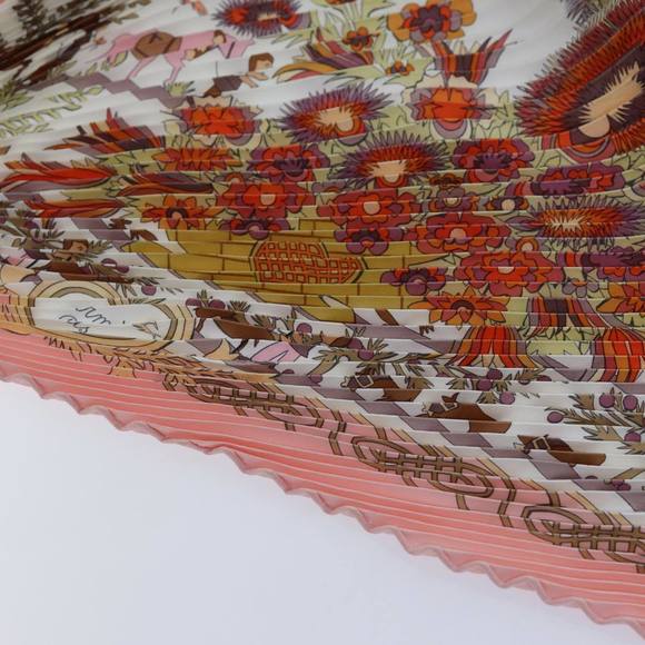 HERMES Carre Pleated Decoupages Scarf Silk Pink Auth hk1221 - Picture 10 of 16
